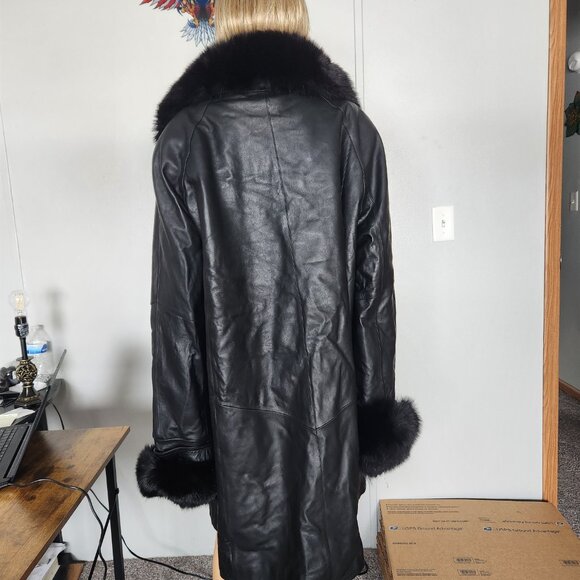 #717 5XL leather/fox fur coat - Picture 2 of 5
